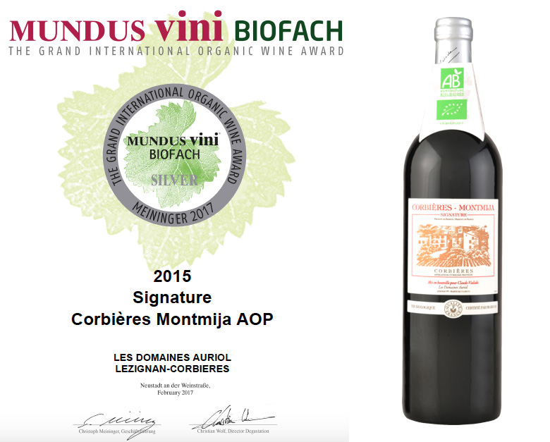 Médaille d’Argent au concours du vin bio Mundus Vini Biofach